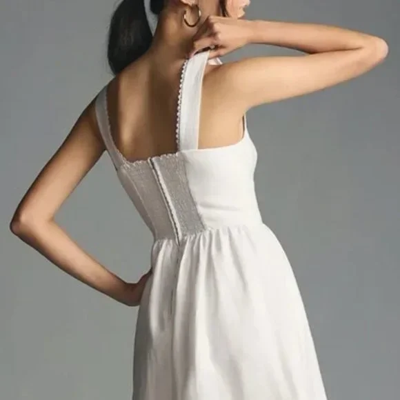 Reformation Tagliatelle Linen Dress Sz2 White - Picture 3 of 12